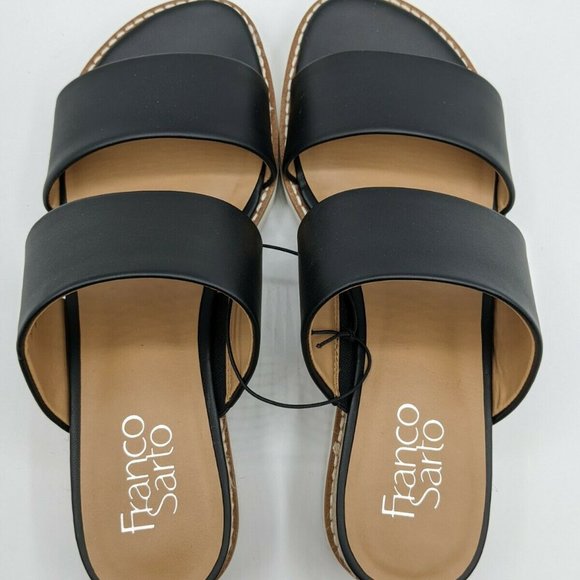 Franco Sarto Women's Black Slip-On Strap Sandals - Picture 2 of 9